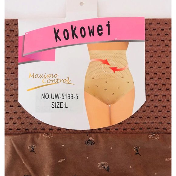 Women Flower High Waist Tummy Control Shape Intimate Underwear Panties Brown L - Picture 3 of 6